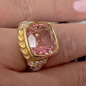 JUDITH RIPKA 18K GOLD SILVER DIAMOND PINK TOURMALINE RING SIZE 6